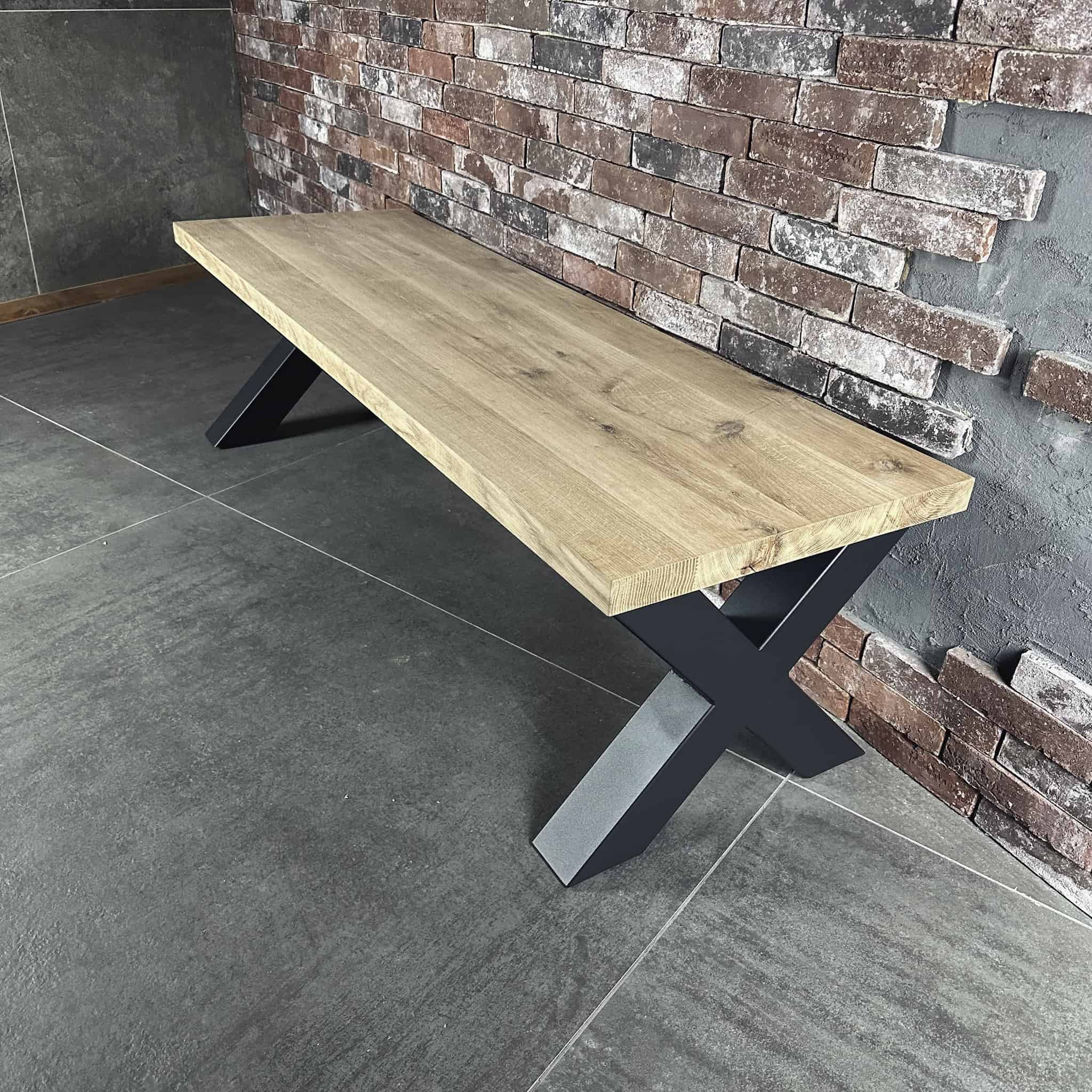 Eikenbankje met X poten